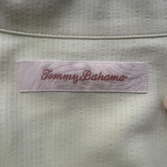 Tommy Bahama 100% Silk Bahama Cove Short Sleeve Shirt XL Light Safari Green NWT - Picture 8 of 9